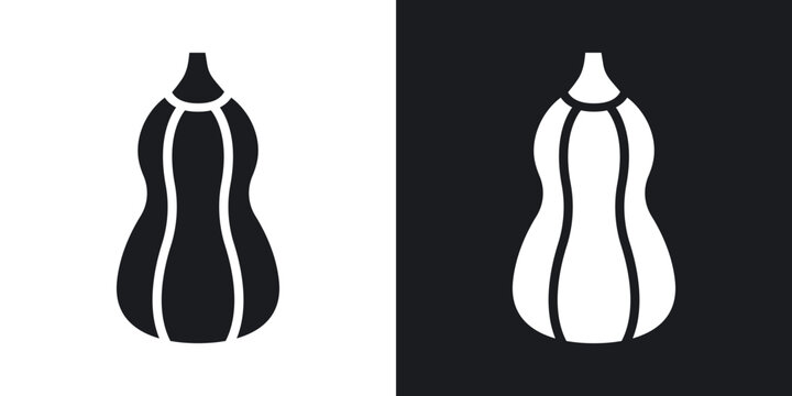 Butternut squash icons in solid black and white collection