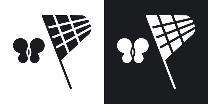 Butterfly catcher icons in solid black and white collection