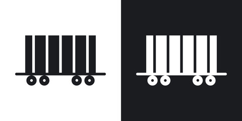 Cargo wagon icons in solid black and white collection © chandi