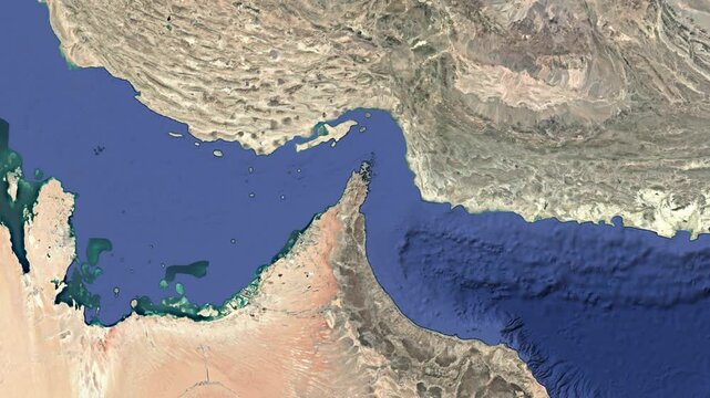 Strait of Hormuz Animation &ndash; 4K Maritime Chokepoint, Shipping Route, Iran-Oman Border, Middle East Sea Map