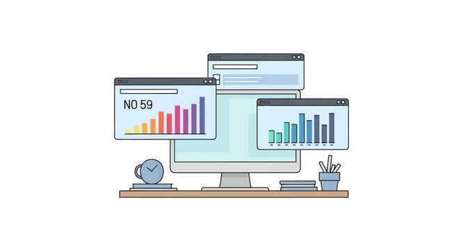 Smartphone screen with a b testing and modern workspace vector illustration