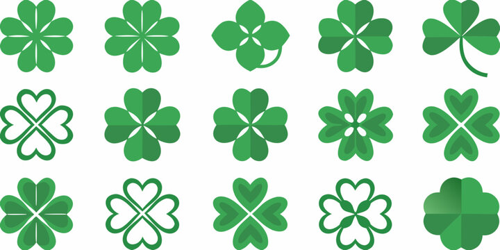 green clover collection various styles on white background