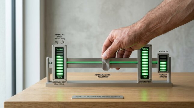 Individual adjusting a green light on a metal device to enhance sustainable capacity matching and efficiency