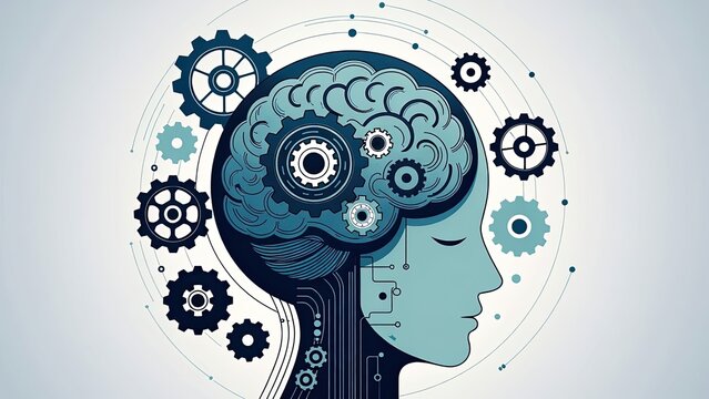 Mental thinking mechanisms in children learning environment digital art creative concept
