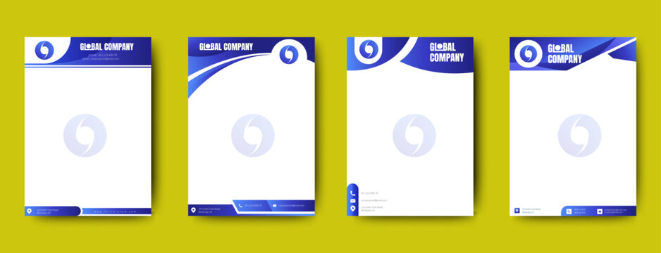 Set of Blue Business Letterhead Template. Editable Company Letterhead Design. vector
