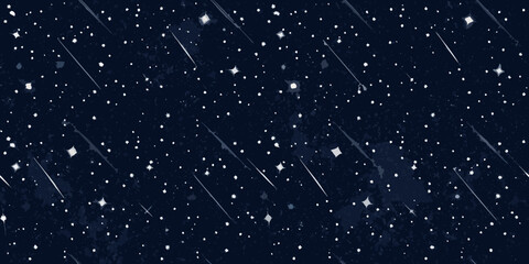 Night sky with shooting stars and twinkling stars dark blue vector illustration high quality professional © Bijoy