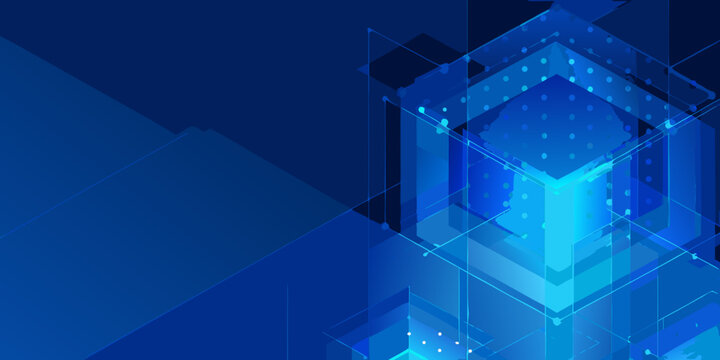 Abstract geometric blue cubes and lines modern digital technology background illustration high quality professional detailed