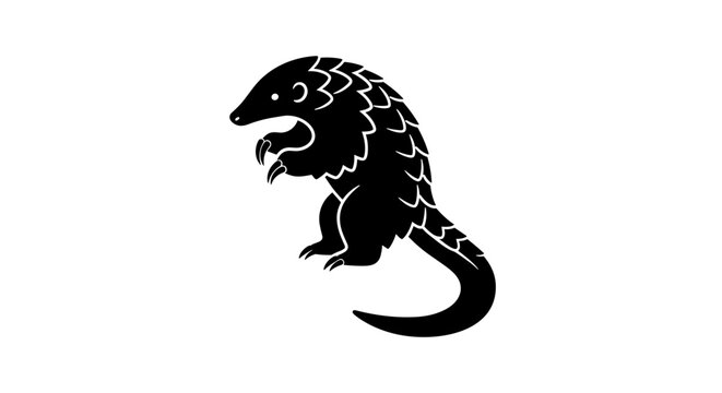 Black Pangolin Silhouette Illustration.
