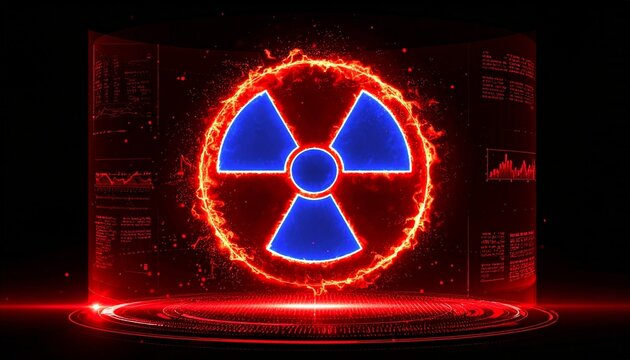 Glowing radioactive hazard symbol futuristic danger