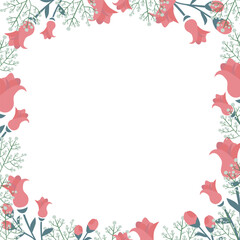 Fototapeta premium Square Pink Floral Frame – Rose & Botanical Border for Instagram, SNS Banner, Social Media Post & Ad Design