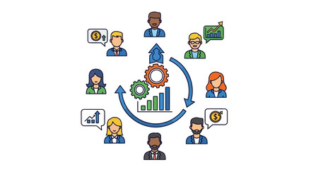 Fototapeta premium Teamwork and growth business concept of collaboration and success