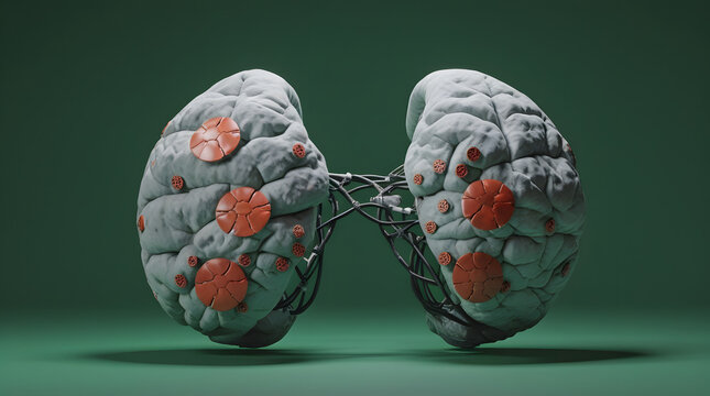 An artistic rendition of a detailed lung with intricate details, showcasing the complexity of human internal biology against a smooth gradient background.