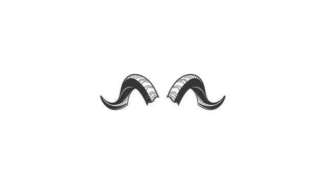 Minimalist Hand Drawn Ram Horns Vector Illustration
