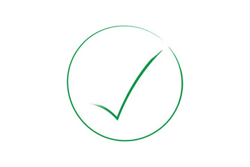 Business brush stroke green checkmark in circle icon sign texture on white background ok confirmation tick symbol vector illustration © Md. Sohel