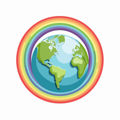 Naklejka premium Earth with Rainbow Circle