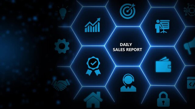 Daily sales report concept. Data analytics for driving agile decision making, improving process, adjusting the sales strategy. Sales volume, leads, new accounts, revenue.Sales performance indicator.
