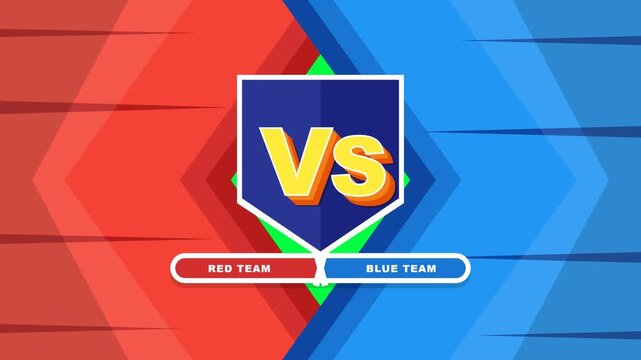 Versus Screen Graphic Background with Red Team and Blue Team Headers for Competitive Sports and Esports Broadcasts