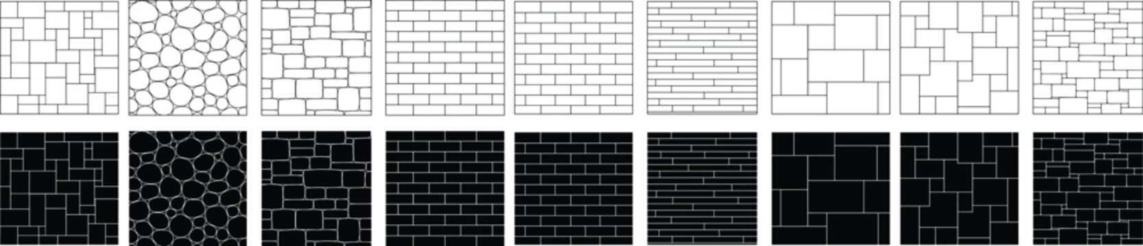 Set of black and white geometric pattern tiles Vector