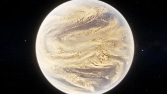 Venus planet surface features swirling clouds in space environment