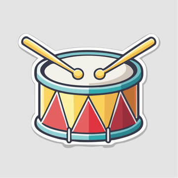 Cartoon Drum with Drumsticks