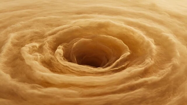 Venus swirling storm clouds up close in space with dramatic lighting effects