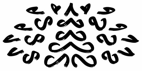 Abstract brushstroke lettering collection black ink on white background artistic typography high quality professional detailed © RanjanKumar