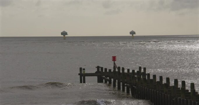 shot of South Beach with kittiwake hotels in background at Lowestoft