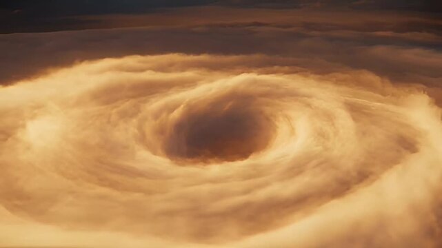 Venus swirling storm clouds viewed from space with whirlpool-like vortex