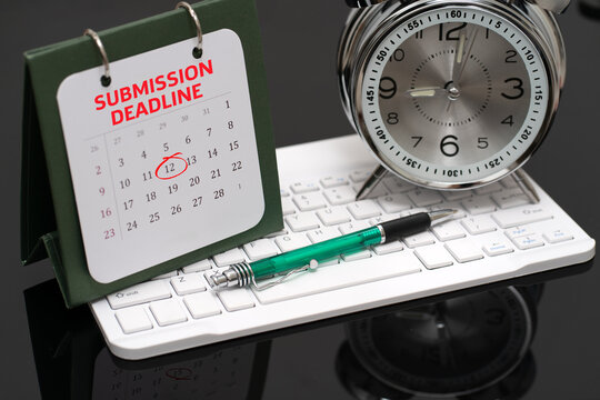 Submission deadline marked on calendar  representing final cutoff, urgency, and timely proposal delivery.

