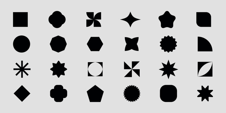 Basic shapes vector set. Vector basic shapes collection. Trendy geometric formal shape. minimalist basic shapes.