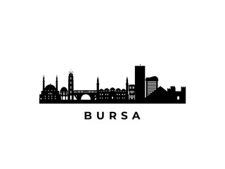 Fototapeta premium Vector Bursa skyline. Travel Bursa famous landmarks. Business and tourism concept for presentation, banner, web site.