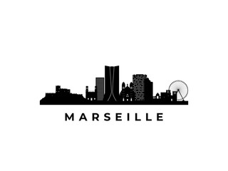 Obraz premium Vector Marseille skyline. Travel Marseille famous landmarks. Business and tourism concept for presentation, banner, web site.