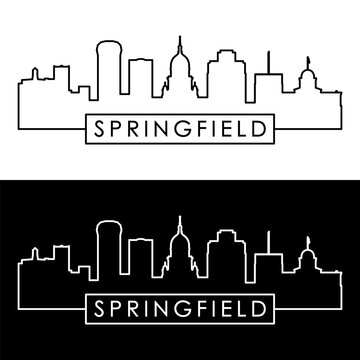 Springfield IL skyline. Linear style. Single line. Editable vector file.