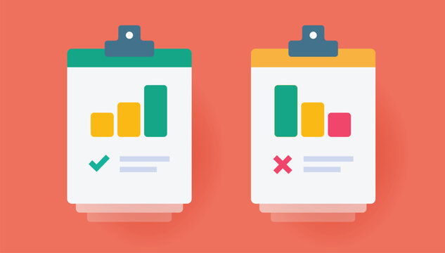 Analysis audit sales growth report icon vector modern comparing with loss failure statistics business data performance set sign symbol, progress assessment strategy vs recession decrease graph clipart