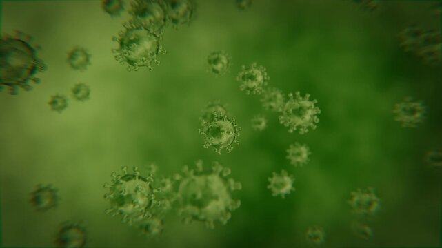 3d corona virus bacteria, viral cell organism animation, 