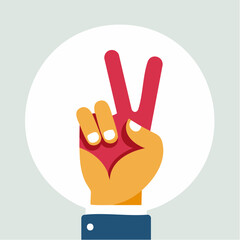 Obraz premium Victory Hand Gesture Icon