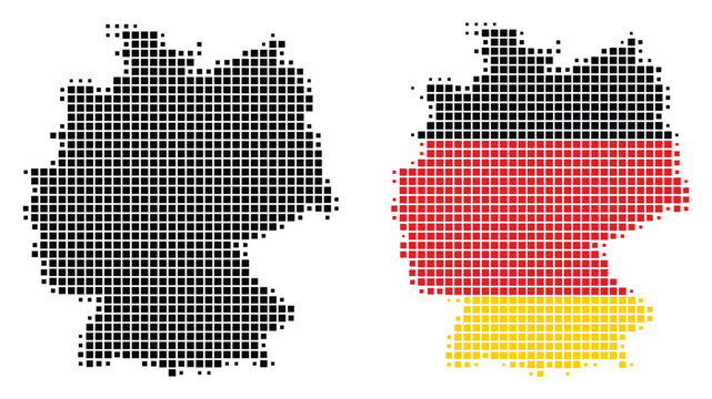 Germany Map Vector Dotted Halftone Style Country Silhouette with National Flag Colors Illustration for Travel Poster Infographic Banner Presentation Design Template
