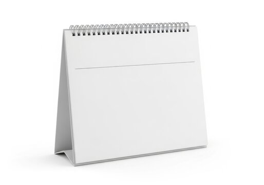 Blank spiral-bound flip chart standing on a surface isolated on white background