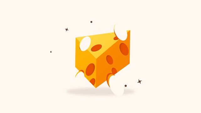Vibrant Cartoon Swiss Cheese Slice Isolated on White Background for Commercial Food Industry and Nutrition Content