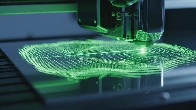 Industrial green laser engraving machine etching pattern on metal surface