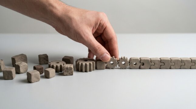 Hand placing a piece of a puzzle to represent process consistency management concept in business environment