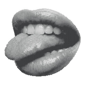 Retro halftone vector illustration of a smiling face with a mustache and goatee isolated on white background mustache halftone illustration
