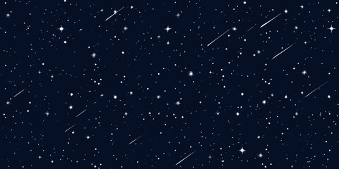Night sky with stars and shooting stars dark blue background celestial illustration high quality professional © Ripan