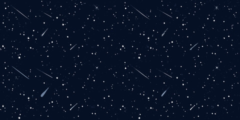 Night sky illustration with stars and shooting stars deep blue background high quality professional detailed © Ripan