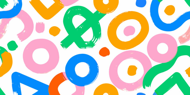 Abstract colorful shapes and circles rough brushstroke texture on a white background high quality professional