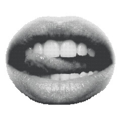 Retro halftone vector illustration of a pair of lips isolated on white background with halftone illustration isolated background portrait © Vectarica
