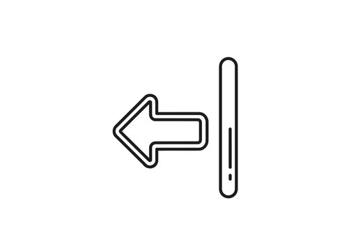 Back button icon with swipe gesture for mobile app navigation, line style