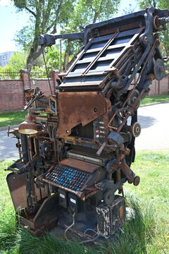 Close Up of Mechanisms Inside a Vintage Punch Card Printing Machine