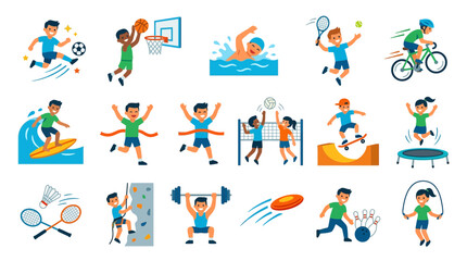 Fototapeta premium Collection of various sports and activities for kids and children
