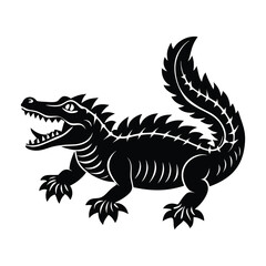 Fototapeta premium Fierce Crocodile Silhouette Wildlife Illustration